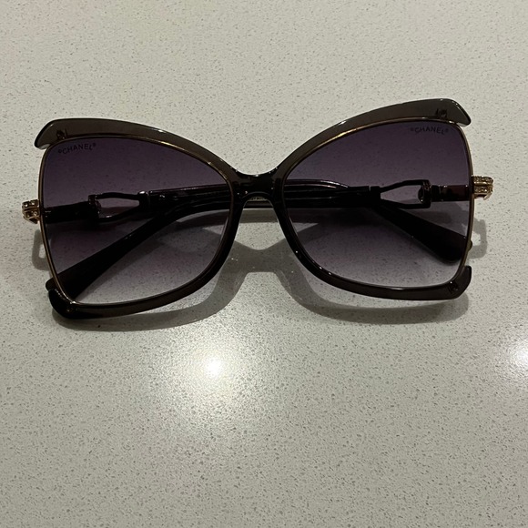 Chanel Women Purple Ombre Diamond‎ Sides Large Lens Sunglasses Oversized - Picture 1 of 13